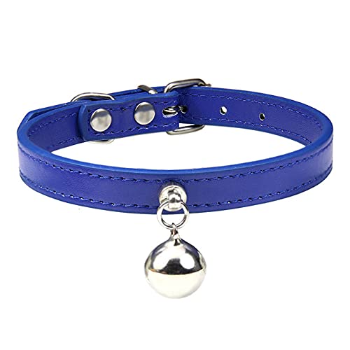 Personalisierte Katzenhalsband mit Glocke verstellbare Leder Kätzchen Halskette für Katzen Welpen Halsband,Marineblau Katzenhalsband,S2 von NC