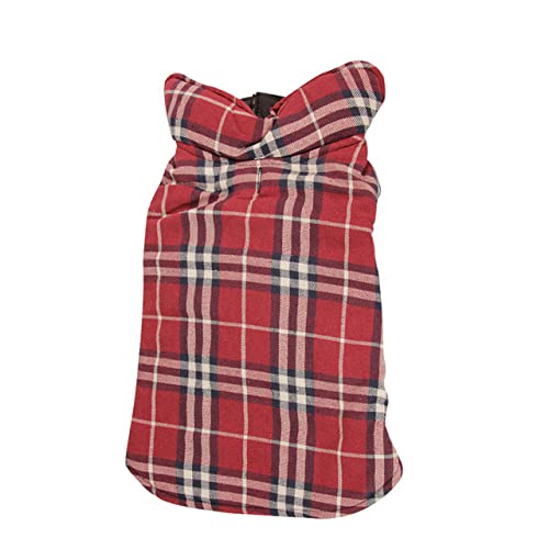 Pet Plaid Small Medium Large Hund Baumwollwattierte Belüftung Winter Warmes Atmungsaktives Plaid Shirt Baumwollwattierte Hundekleidung,Rot,S von NC