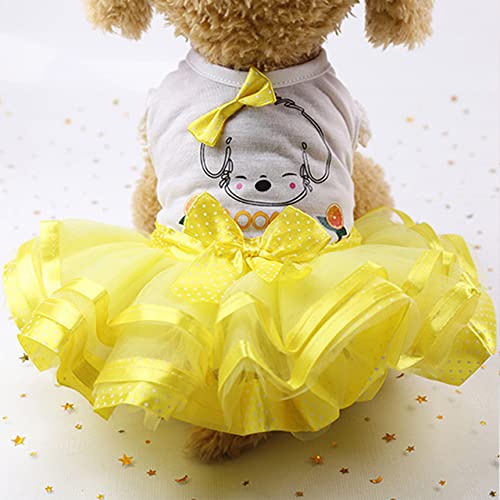 Puppy Pets Bowknot Kleid Spitzenrock Prinzessin Weiches Schönes Kleid Kleine HundekleidungDurable Pet Supplies Fashion süße Kleidung,Gelb 5,M von NC