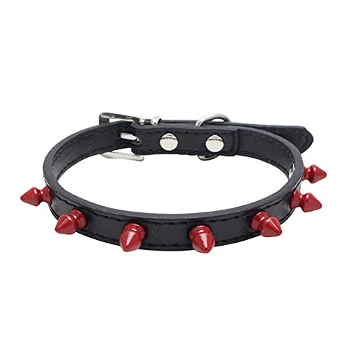 Roter runder Nagel Anti Fashion Pu Leder Spike Nietenbesetztes Hundehalsband Biss Spike für kleine und mittlere Hundezubehör,Weiß,M von NC