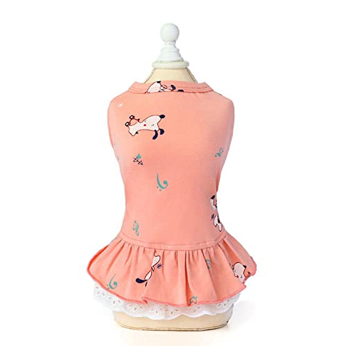 Sommer Hund Bedruckte Welpen Hund Katze Kleider Niedliche ärmellose Hundekleidung Weiche Baumwolle Haustierkleidung für Hunde Katzen Haustiere Rock Kleid,Rosa,M von NC