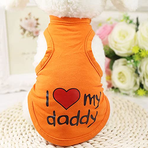 Sommer Hundeweste Liebe Mama Haustier Hundebekleidung für kleine Hunde Kostüm Paar Katze Haustier Kleidung Welpen Outfit Hundewesten,orange,M von NC