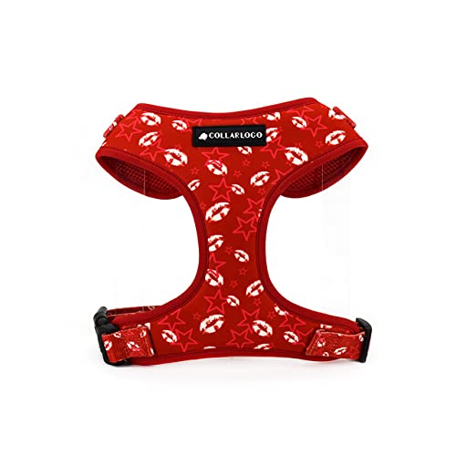 Verstellbares Hundehalsband Langlebig Weich Niedlich Kreative Farbige Rote Lippen Druck Leine Harness Mit Poop Bag Dispenser,Geschirr,S von NC