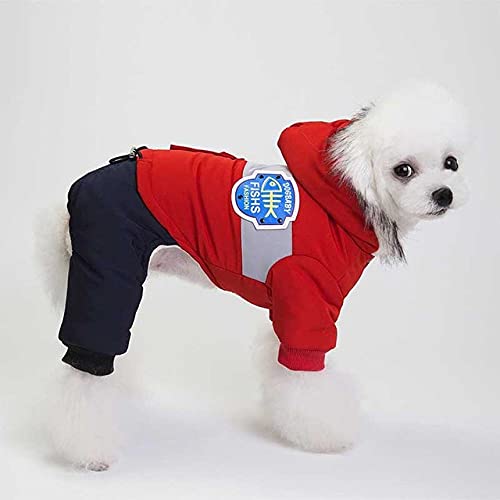 Warme Haustier Hundemantel Jacke Gepolsterte Haustiere Kleidung Haustier Vierbeinige Welpen Hunde Kostüm Verdicken Hundebekleidung,rot,XL von NC