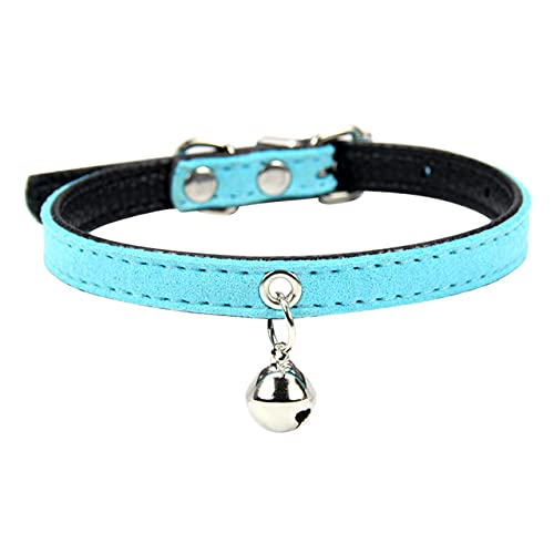 Weiches Mikrofaser-PU-Leder-Katzenhalsband mit Bell-Welpen-Halsband-Kragen für Katze Kleiner Hund Kätzchen-Halskette Heimtierbedarf,Blaues Haustierhalsband,xs von NC