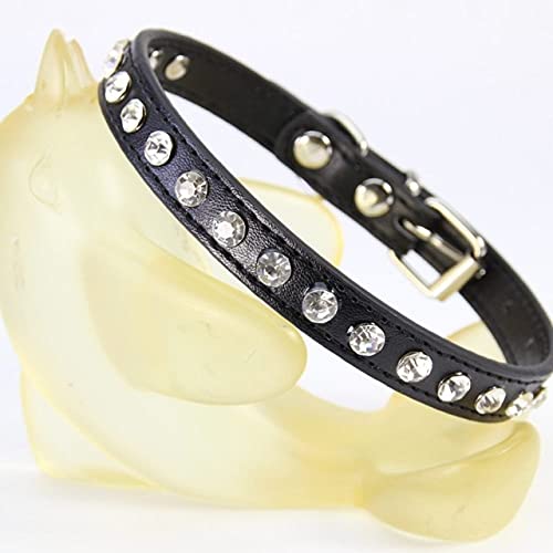 Welpen Hundehalsband Kristall Hot Bling Strass Pu-Leder Welpen Katzenhalsband Halskette Halsband Persönlichkeit Haustierprodukte Halsband,Schwarz,xs von NC