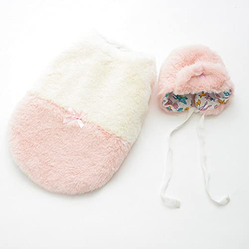 Winter Haustier Baumwolle gefütterte Kleidung Warm Plus Fleece Jacke Anzug Hut Für Hunde Zubehör Corgi Teddy Kleiner Welpenmantel,Rosa Anzug,L von NC