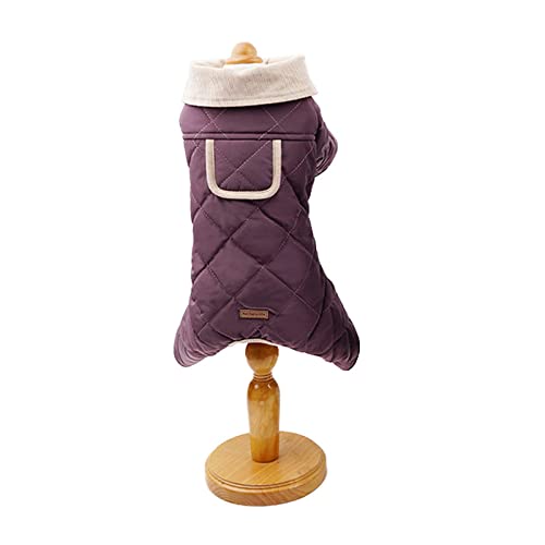 Winter-Overall für Hunde Warmes weiches Fleecefutter Hundebekleidung für kleine Hunde Rautengesteppter gepolsterter Haustier-Overall Niedlicher Welpenmantel,Lila,XL von NC