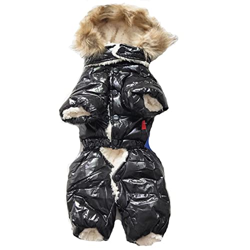 Winter Puppy Dog Mäntel Step-in Warme Jacke für kleine Hunde Kaltes Wetter Kleidung Bekleidung 4 Beine Ganzkörper,Schwarz,L von NC