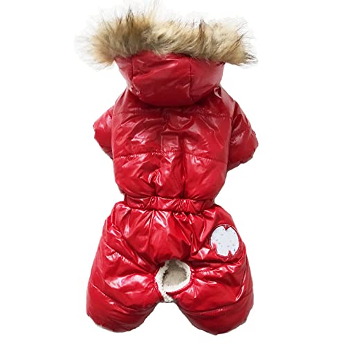 Winter Puppy Dog Mäntel Step-in Warme Jacke für kleine Hunde Kaltes Wetter Kleidung Bekleidung 4 Beine Ganzkörper,rot,M von NC