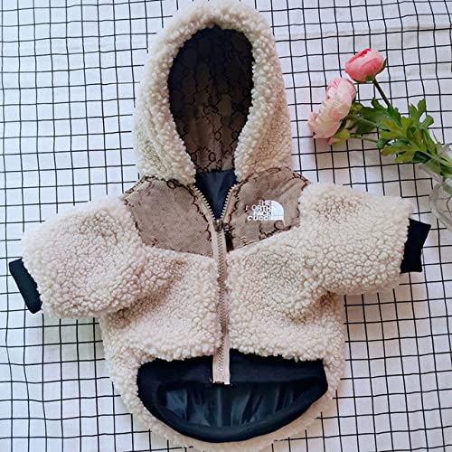 Winter Warmer Samtmantel Luxus Haustier Hund Kleidung Mantel Kleiner Mittelgroßer Welpe Französische Bulldogge, Khaki, XL von NC