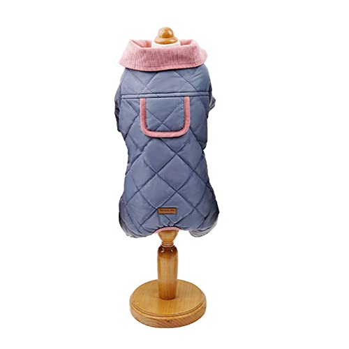 Winteroverall für Hunde Warmes weiches Fleecefutter Hundebekleidung für kleine Hunde Rautengesteppter, gepolsterter Haustier-Overall Niedlicher Welpenmantel,Blau,L von NC