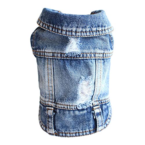 XS-2XL Denim Hundebekleidung Cowboy Haustier Hundemantel Welpenkleidung Für Kleine Hunde Jeansjacke Hundeweste Mantel Welpen Outfits Katzenkleidung,A,XL von NC