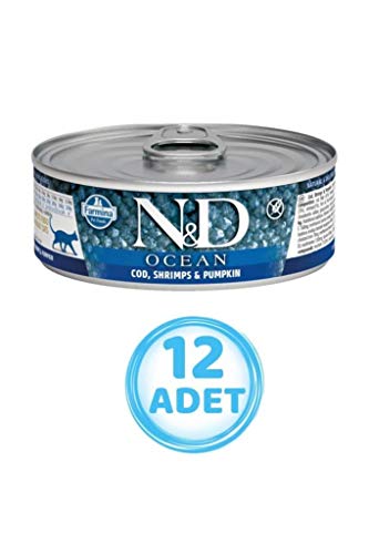 N&D Ocean Morina Fisch Garnelen und Kürbis Alter Kätzchenfutter - 80G (12 Stück) von ND