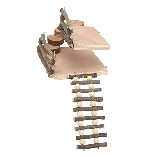 Hamster-Holzspielplatz, Zweistufig, Kleine Haustiere, Spielplattform-Set Mit Plattformbrücke, Zaunleiter von NDNCZDHC