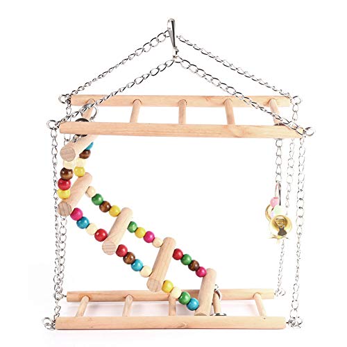 Pet Hanging Ladder Bridge Steps Stairs Pet Hamster Climbing Ladder Toys Kletterschaukel Double-Layer Wood Hamster Cage Toy von NDNCZDHC