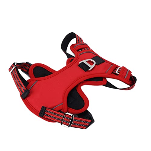 Sport-Brustgeschirr für Haustiere, reflektierendes, verstellbares, explosionsgeschütztes, atmungsaktives Sportgeschirr mit Griff für mittelgroße Hunde(M-Rot) von NDNCZDHC