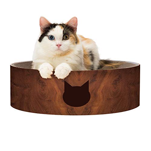 Necoichi Katzenkratznapf für Indoor-Katzen - Katzenkratzliege mit Wendenutzbarkeit und extra Komfort für Lounge, Karton Bett Couch / (Regular, Dunkle Kirsche) von Necoichi