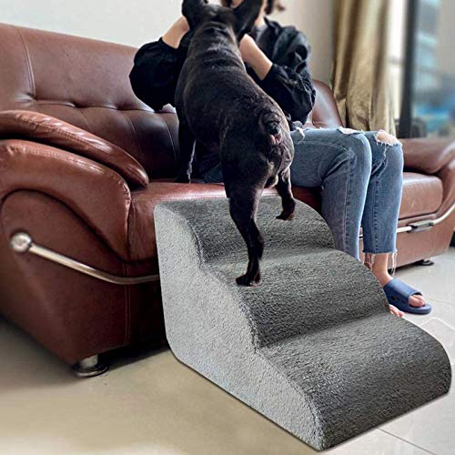 3-stufige Hundetreppe aus Schaumstoff, 3 Schichten, für kleine Hunde und Katzen, abnehmbar, waschbar, Rampe, Klettertreppe, Hundeleiter, ideal für verletzte Hunde, ältere Katzen (60 x 42 x 39 cm) von NEDOES