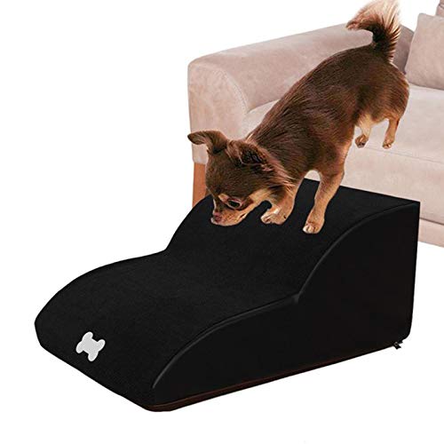 Haustier Steps Trittleiter,Haustier-Treppenträger aus weichem Schaum, 2-lagige/3-lagig Easy-Step Hund Katzen Treppe Rampe Schlafsofa Sofas Leiter für kleine oder ältere Hund (Black 2 Schicht) von NEDOES