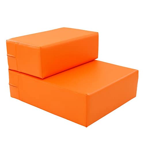 Haustiertreppe mit 2 Stufen, Hundetreppe, hochdichter Schaumstoff, Haustiertreppe für Katzen, Hunde, 44 x 40 x 32 cm, Orange, 60 x 50 x 32 cm von NEDOES