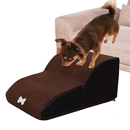 Pet Steps Treppenleiter, Weichschaum Pet Step Leiter, 2-lagig/3-lagig Easy-Step Hund Katzen Treppen Auffahrt Schlafsofa Sofas Leiter für kleine oder ältere Hunde (Brawn 3 Layer) von NEDOES