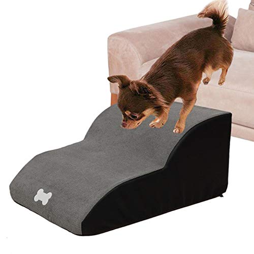 Pet Steps Treppenleiter, Weichschaum Pet Step Leiter, 2-lagig/3-lagig Easy-Step Hund Katzen Treppen Auffahrt Schlafsofa Sofas Leiter für kleine oder ältere Hunde (Gray 3 Layer) von NEDOES