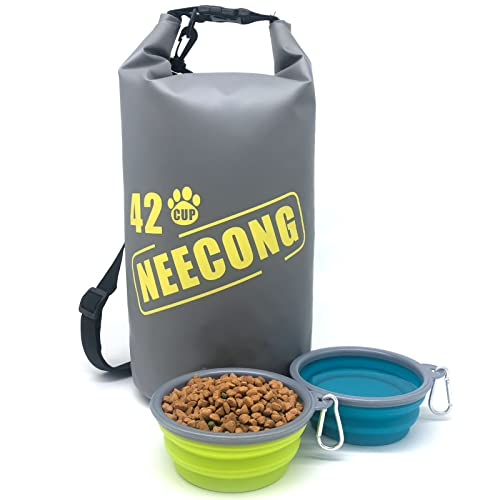 NEECONG Hundefutter-Reisetasche mit faltbaren Hundenäpfen, 42 Tassen, Hundefutter-Aufbewahrungssystem für Camping, Reisen und Alltag, 10 l Hundefutter-Trockenbeutel von NEECONG