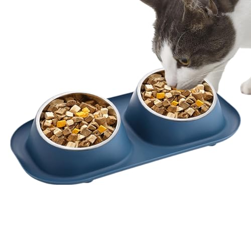Futternapf für Hunde, doppelte Edelstahl-Futterschüssel, rutschfeste Doppel-Wasser- und Futternäpfe für kleine Welpen, Katzen, Hunde und mittelgroße Haustiere von NEECS