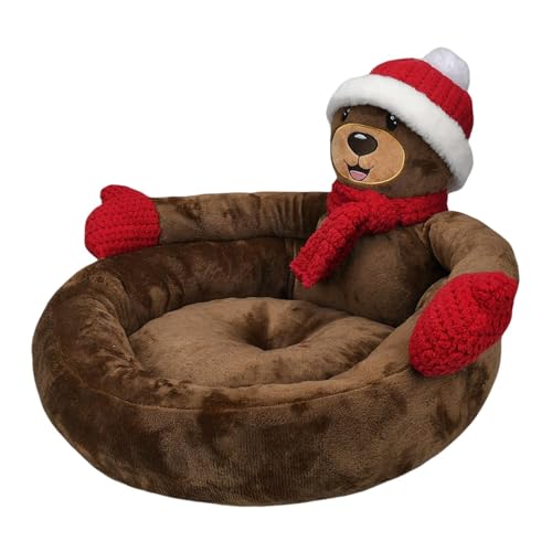 Haustierbett-Matte, warmes Weihnachtsbett, superweiches Hundehüttenkissen, Katzenbett, Bärenzwingerkissen mit rutschfester Unterseite, gemütliches Winter-Rückzugsbett, Weihnachts-Bär-Höhle, von NEECS