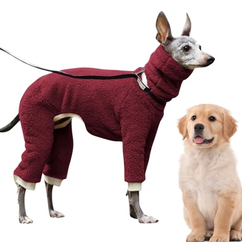 Hunde-Einteiler mit Rollkragen, warme Hundekleidung, 4 Beine, vollständig bedeckt, hoher Kragen, dehnbar, dick, elastisch, Ganzkörper-Hundemantel für Labrador, Golden Retriever von NEECS