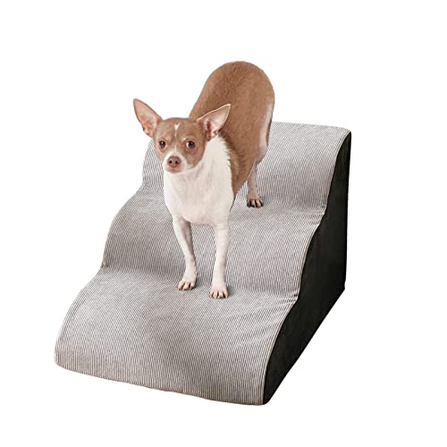 Hundetreppe Treppenbett, 3 Stufen, Hunderampe mit Schlafsofa, Haustiertreppe, Hundetreppe, Flanell, rutschfeste Haustiertreppe, für kleine, ältere verletzte Hunde und Katzen, hochdichter von NEECS