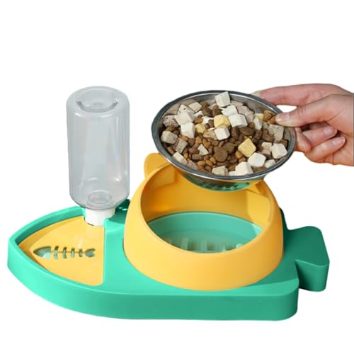 Katzenfutterspender – Haustierfutter Wasserspender Set Große Kapazität – Fischform Katze Wasser Feeder, Auto Cat Feeder Trockenfutter für Indoor-Katzen und kleine Hunde von NEECS