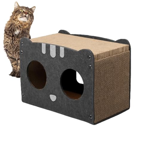 Katzenkratzhaus Karton - Abnehmbare Katzenspielbox - Abnehmbares Katzenspielhaus für Indoor-Katzen, Wellpappenkratzbox, Katzenkratzspielzeug für Katzen Geburtstag von NEECS