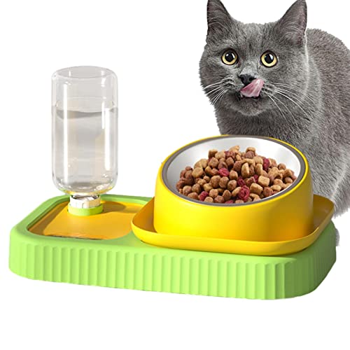 Katzennäpfe für Futter und Wasser, abnehmbare Futternäpfe für Hunde und Katzen, geneigte Edelstahl-Haustiernäpfe mit niedlicher Modellierung, mit automatischem Wasserspender für kleine Hunde und von NEECS