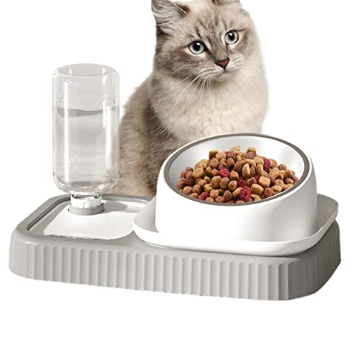 Katzennapf-Set, Doppel-Hundenäpfe Set abnehmbar, Haustier-Wasser- und Futternapf-Set mit automatischer Wasserspenderflasche, abnehmbarer Edelstahlnapf für kleine Hunde und Katzen Neecs von NEECS