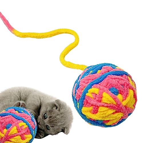 NEECS Fuzzy-Bälle für Katzen, pelziger Rasselball für Kätzchen-Training, Indoor-Spiel, Katzenglocke, dekoratives Wollgarn, Spielzeug, bunte Bälle für Kätzchen, Katzenspielzeug von NEECS