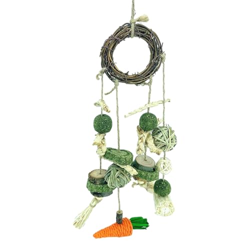 NEECS Hangings Bunny Toys – Natürliches, handgefertigtes Kaninchen-Kauspielzeug, Vogelspielzeug für Papageien, gesunde Zähne für Kaninchen, Chinchilla-Käfig-Zubehör von NEECS