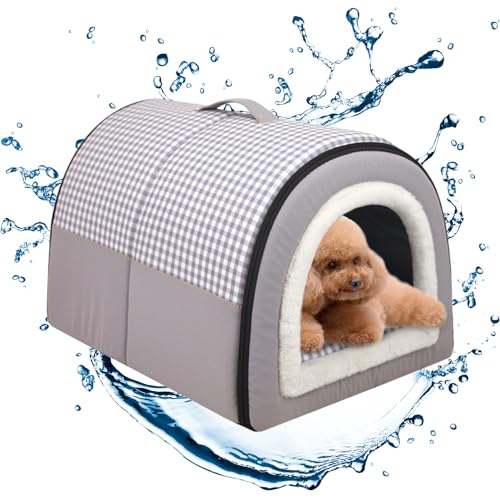Wasserdichte Katzenhöhle, abnehmbare Hundebetten für kleine Hunde, tragbar mit rutschfester Unterseite, warmes Hundehöhlenbett, Haustierhöhle für kleine Hunde, Welpen, Kätzchen von NEECS