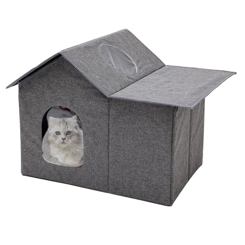 Wasserdichtes Katzenhaus | Streunkatzen-Unterschlupf, mit abnehmbarem Kissen, einfach zu montieren, Oxford-Tuch, isolierte Katzenhäuser für Outdoor-Katzen für jedes Wetter von NEECS