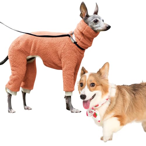 Winter-Hundekleidung – Haustierpullover mit 4 Beinen, vollständig bedeckt, hoher Kragen, dehnbar, dick, elastisch, Ganzkörper-Hundemantel für Labrador, Golden Retriever von NEECS