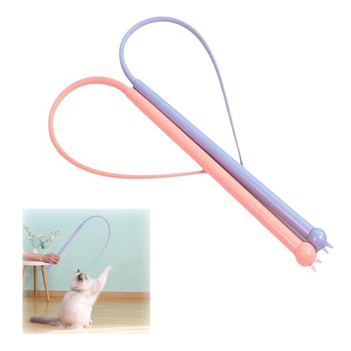 NEERIX 2 Stück Mausschwanzförmiges Zauberstabspielzeug, Katzenstab Interaktives Katzenspielzeug, Silikon Maus Schwanz Katze Spielzeug, Katzenspielzeug für Innenaktivitäten (Rosa und Blau) von NEERIX