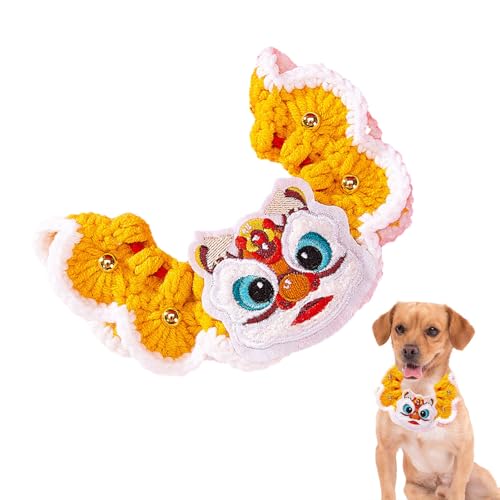NEFLUM Handgefertigtes Haustierhalsband, Chinesisches Neujahrskostüm für Haustier | Weiches, gemütliches Welpenhalsband - Welpenhalsband, niedliche Katzenkostüme mit roter und Goldener Farbe von NEFLUM