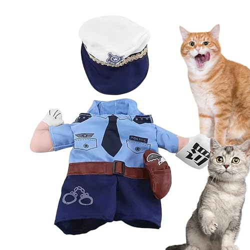 NEFLUM Haustier-Uniformen, Hunde-Polizisten-Kostüm - Katzen-Hunde-Polizistenbekleidung mit Hut | Partyzubehör zum Thema Haustier, Halloween-Kostüm für Hunde und Katzen für Partys, Weihnachten von NEFLUM