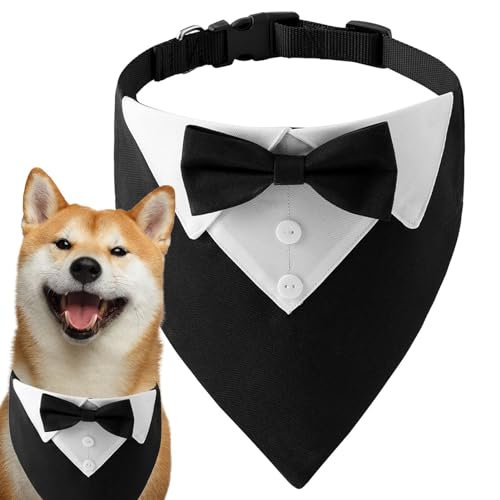 Hunde-Smoking-Bandana-Halsband – Haustier-Fliege, Hundehalstuch, Smoking, Fliege, Halstuch für Hochzeiten, Partys von NEFLUM