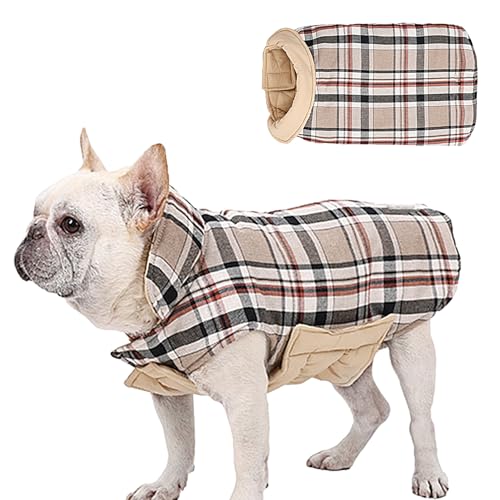 NEFLUM Hunde-Wintermantel, Winter-Hundejacke,Wendbarer, wasserdichter, winddichter Wintermantel für Hunde - Plaid im britischen Stil mit Loch für das Geschirr, Schneekleidung für kleine, mittelgroße von NEFLUM