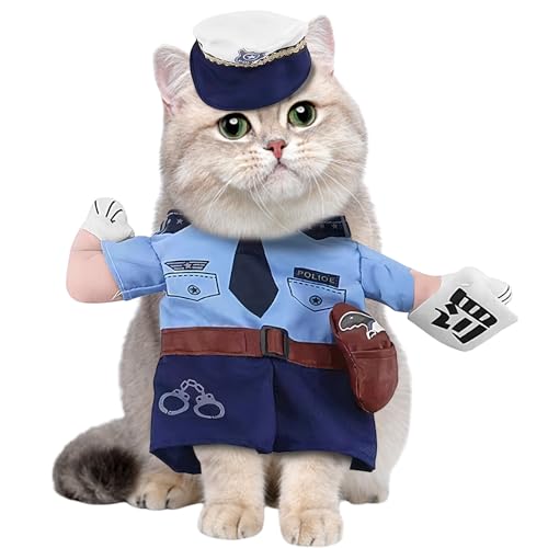 NEFLUM Hundekostüm, Katzenuniform - Katzen-Hunde-Polizistenbekleidung mit Hut - Lustige Haustier-Kleidung, Kostüm, Kleid, Cosplay, Haustier-Motto-Partyzubehör für Party, Weihnachten von NEFLUM