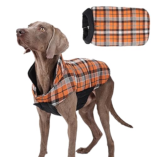 NEFLUM Hundemantel,Hundemäntel für kaltes Wetter,Gemütliche wasserdichte Winddichte Winter-Hundejacke | Britischer Stil, Karierte Fleecejacke, Schneeanzug mit Geschirrloch, gemütliche Weste, Kleidung von NEFLUM