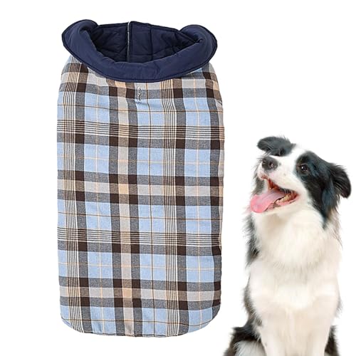 NEFLUM Warmer Hundemantel,Hundewintermantel - Winddichte, gemütliche, wasserdichte Wendejacke - Plaid im britischen Stil mit Loch für das Geschirr, Schneekleidung für kleine, mittelgroße und große von NEFLUM