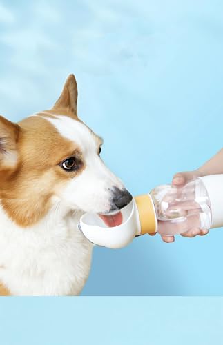 Hundewasserflasche, Haustier-Wasserflasche mit Hundefutterbehälter, auslaufsichere Haustier-Trinkflaschen für Outdoor-Spaziergänge, Wandern, Reisen, Weiß von NEIDE